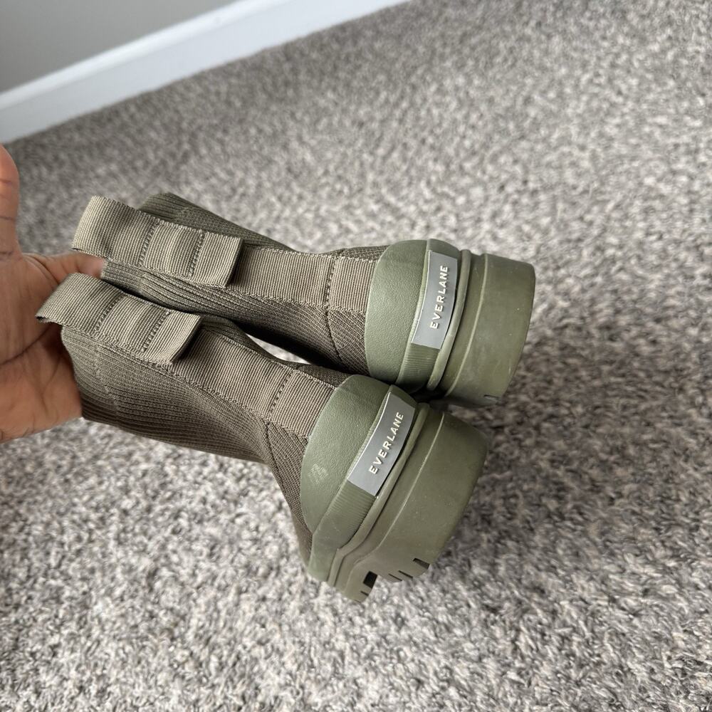 Everlane Womens Olive Green The Utility Boots ReKnit Size 7.5 Stretch Knit - Picture 3 of 7